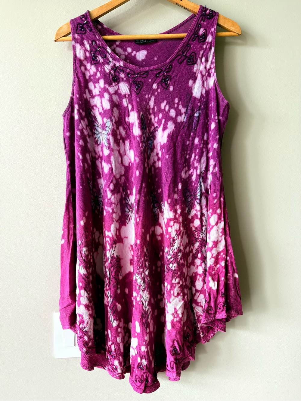 Sleeveless Tie-Dye Mini Dress in Vibrant Purple